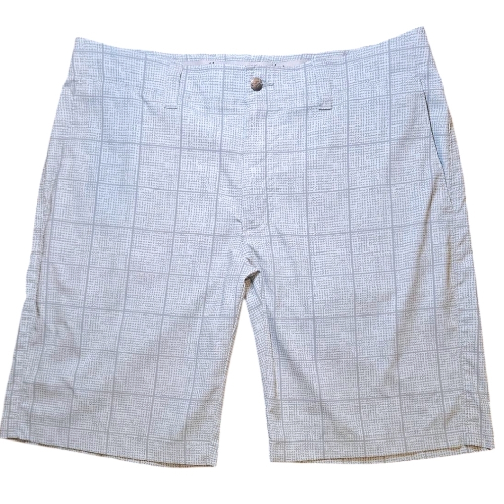 Mens Callaway Golf Short 34 Grey Grid Opti Dry Stretch Waistband 10" Inseam